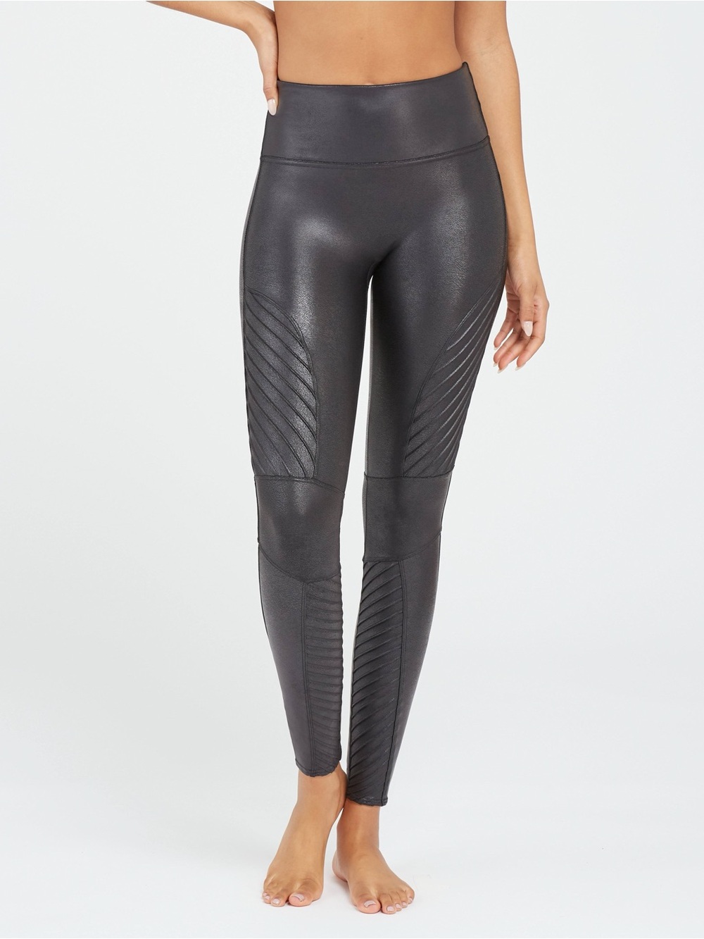 Spanx Black Faux Leather Moto Leggings Women’s Size Medium